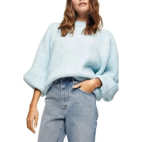 NEW TOPSHOP Balloon Sleeve Crewneck Sweater - Picture 1 of 6
